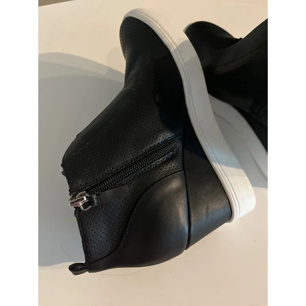 MIA Black Perforated Wedge Sneakers High Top Ankle Booties Side Zip Size‎ 7.5